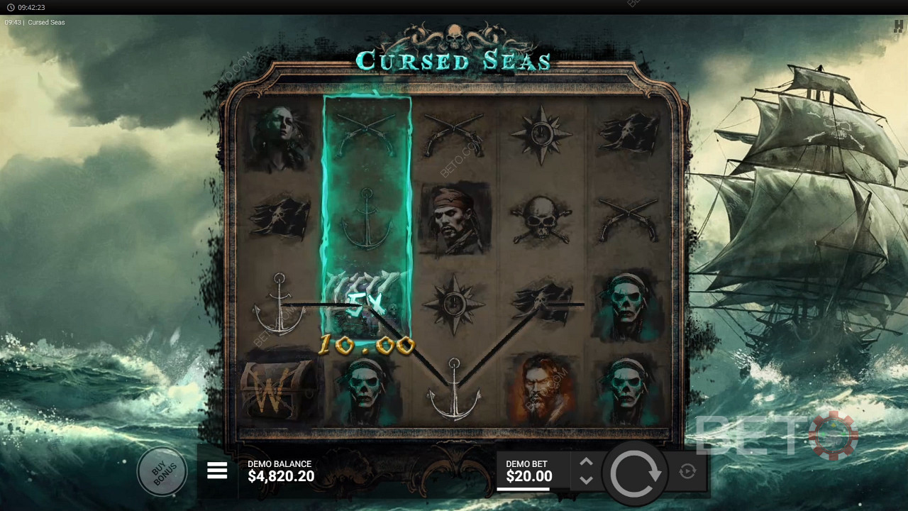 Выиграйте 12 500 ваших ставок в видеослоте Cursed Seas!