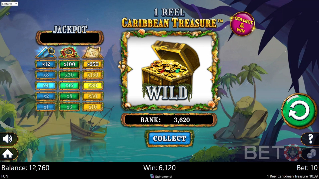 1 Reel Caribbean Treasure Играть Бесплатно