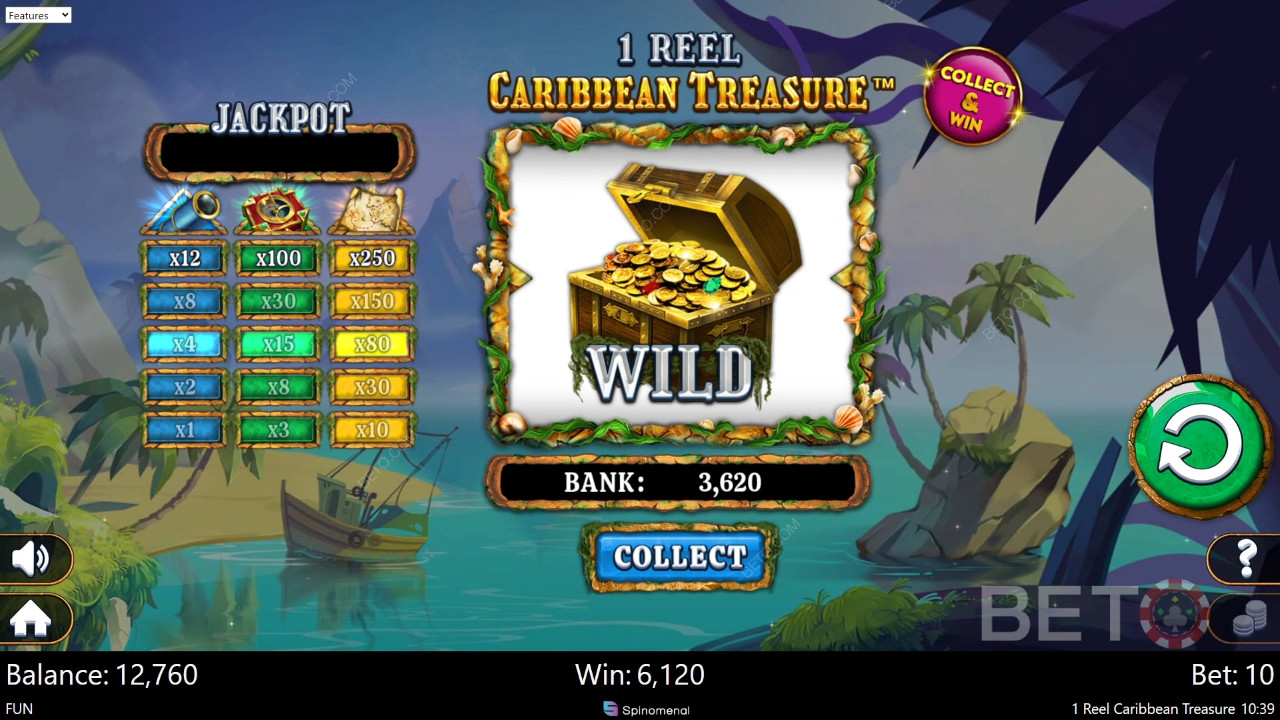 Обзор 1 Reel Caribbean Treasure от BETO Slots