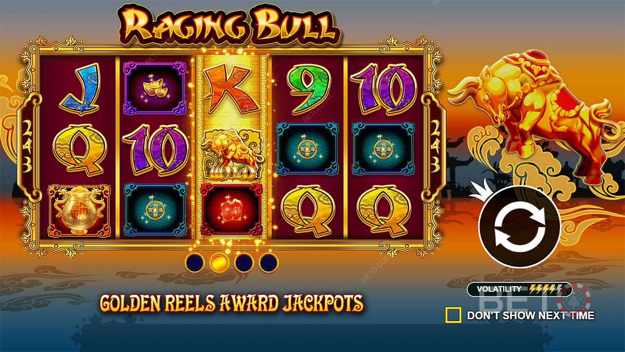 Выигрывайте джекпоты в базовой игре в игровом автомате Raging Bull