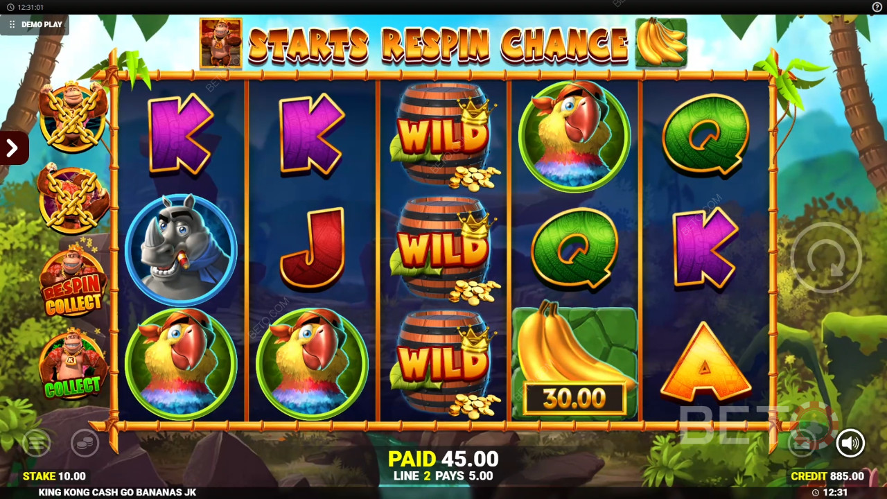 Бонусные функции, объясненные в King Kong Cash Go Bananas by Blueprint