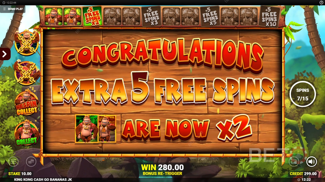 Выиграйте 50 000x вашу ставку в игровом автомате King Kong Cash Go Bananas!