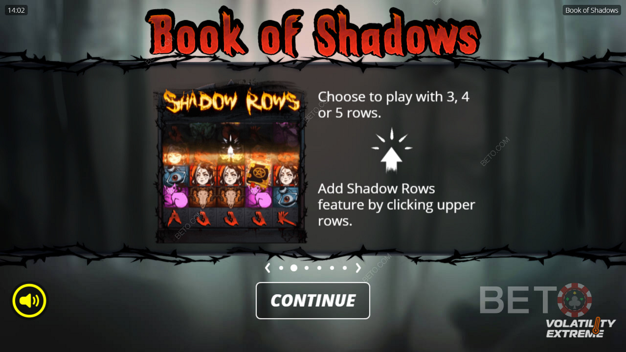 Разблокируйте все 5 рядов или играйте только с 3 рядами в игровом автомате Book of Shadows