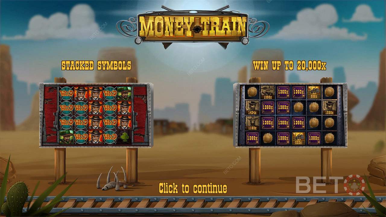 Получайте удовольствие от погони за максимальным выигрышем в 20 000x от вашей ставки в онлайн слоте Money Train