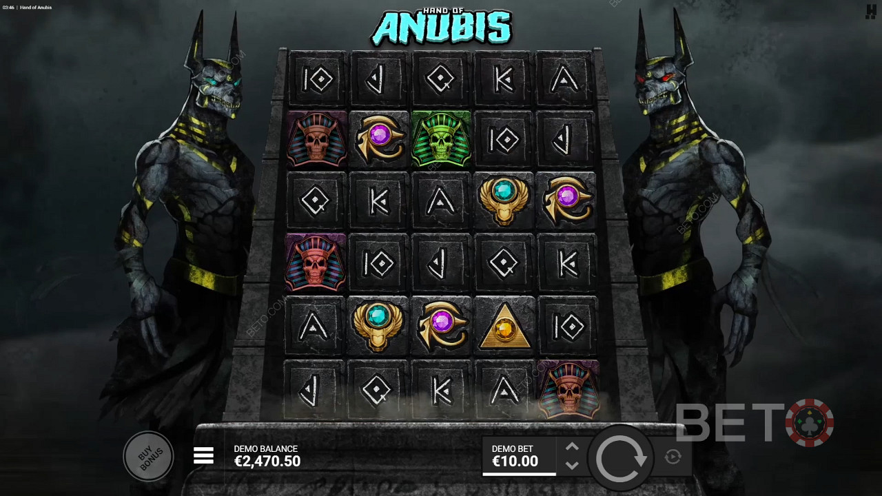 Большая раскладка помогает получить больше выигрышей в онлайн-слоте Hand of Anubis