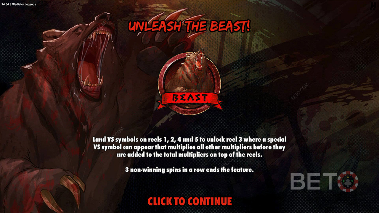 Выиграйте огромный выигрыш, получив множители в бонусной игре Unleash the Beast