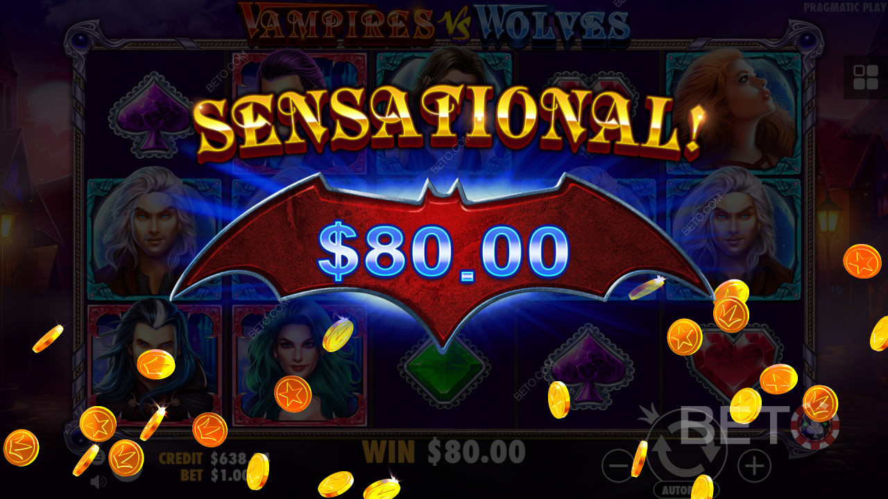 Выиграть большую выплату в игре "Вампиры против волков