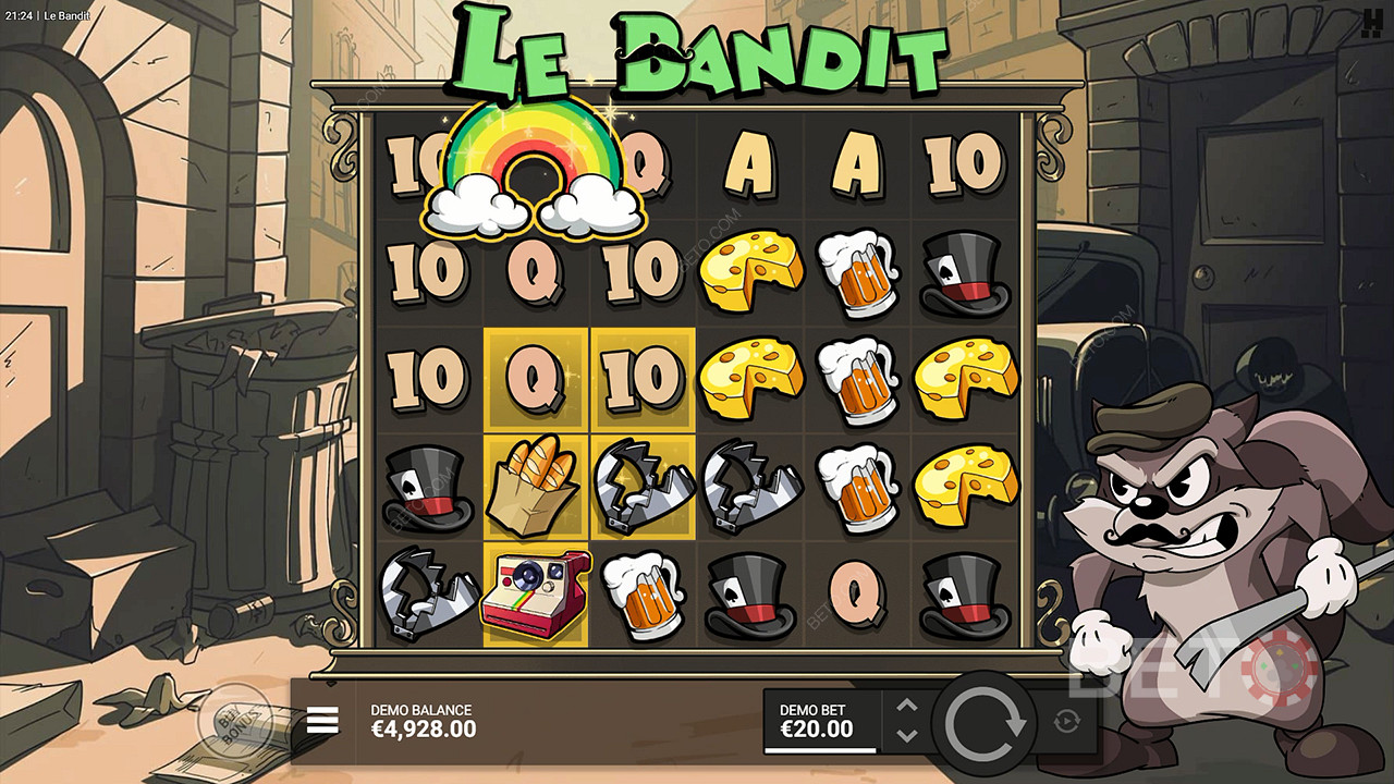 Символ радуги активирует все золотые квадраты в игровом автомате Le Bandit