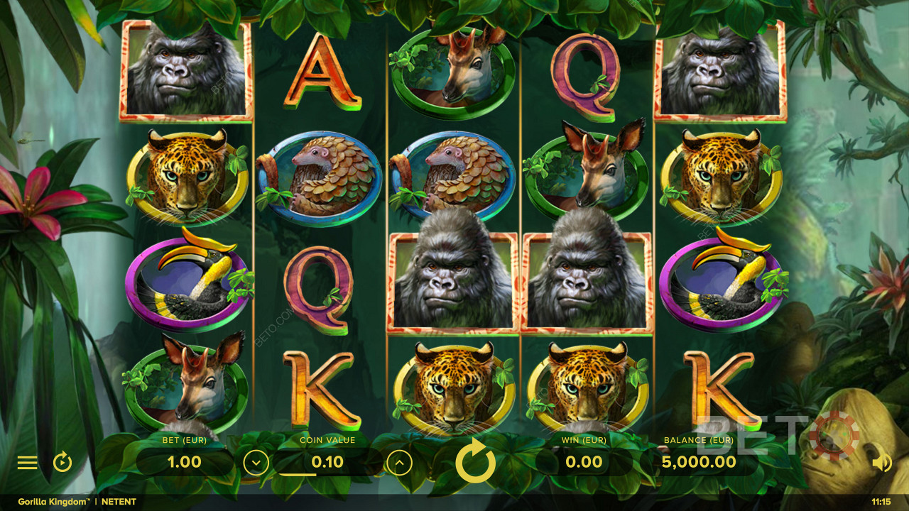 Символы на основе диких животных в онлайн слоте Gorilla Kingdom