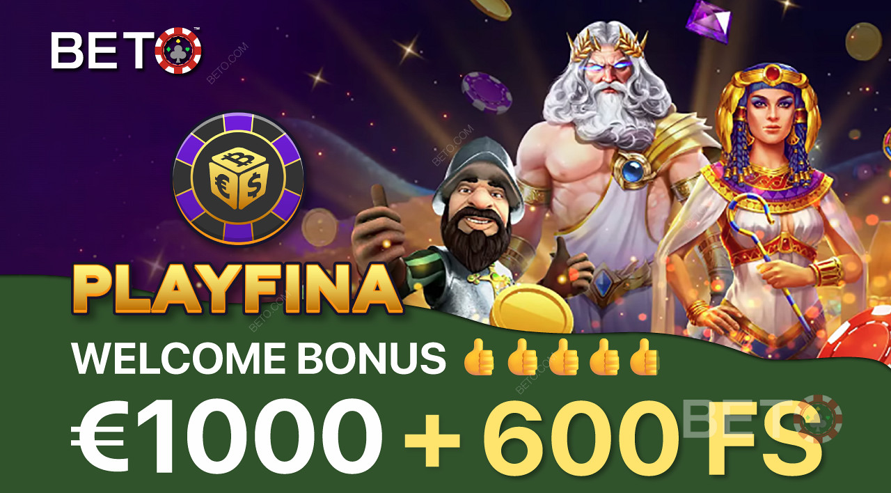 Playfina предлагает огромный приветственный бонус для привлечения новых игроков.