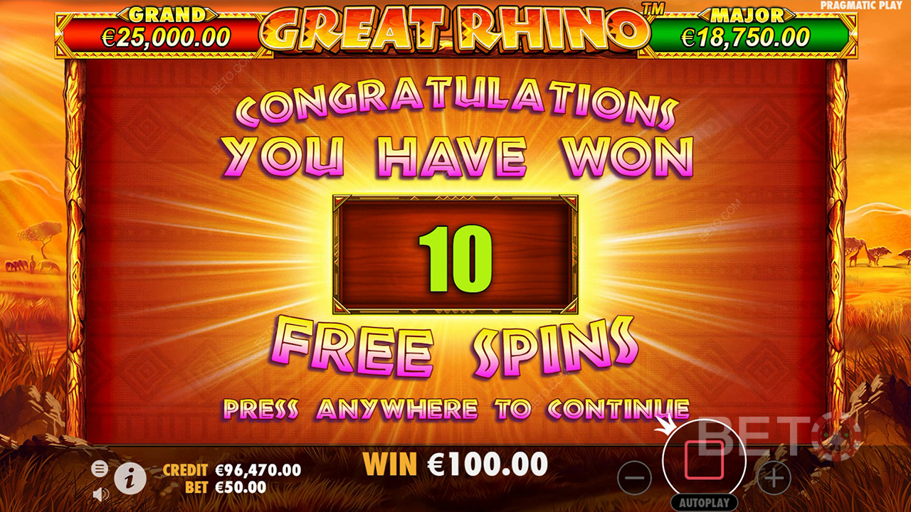 Выиграйте 500x вашу ставку в онлайн слоте Great Rhino!