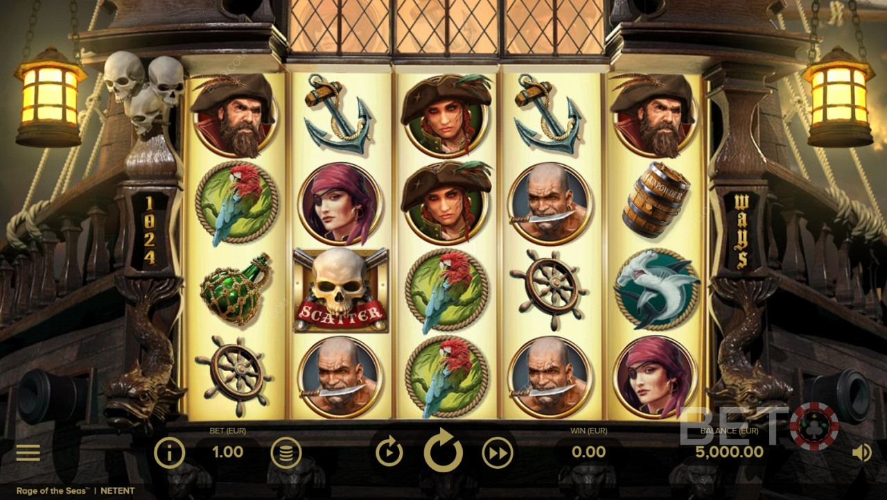 Пиратские тематические символы в игре Rage of the Seas