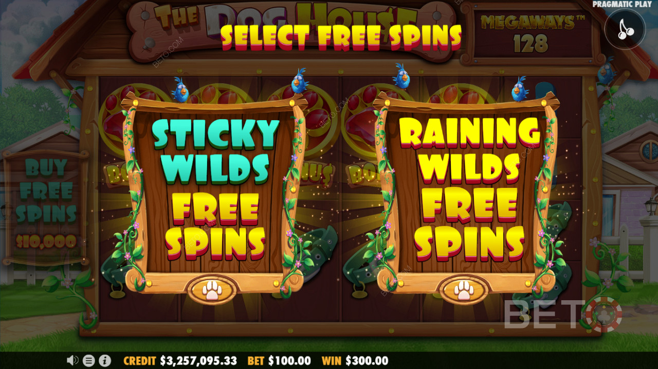 Доступны два режима бесплатных вращений - функция Sticky Wilds Free Spins или Raining Wilds Free Spins