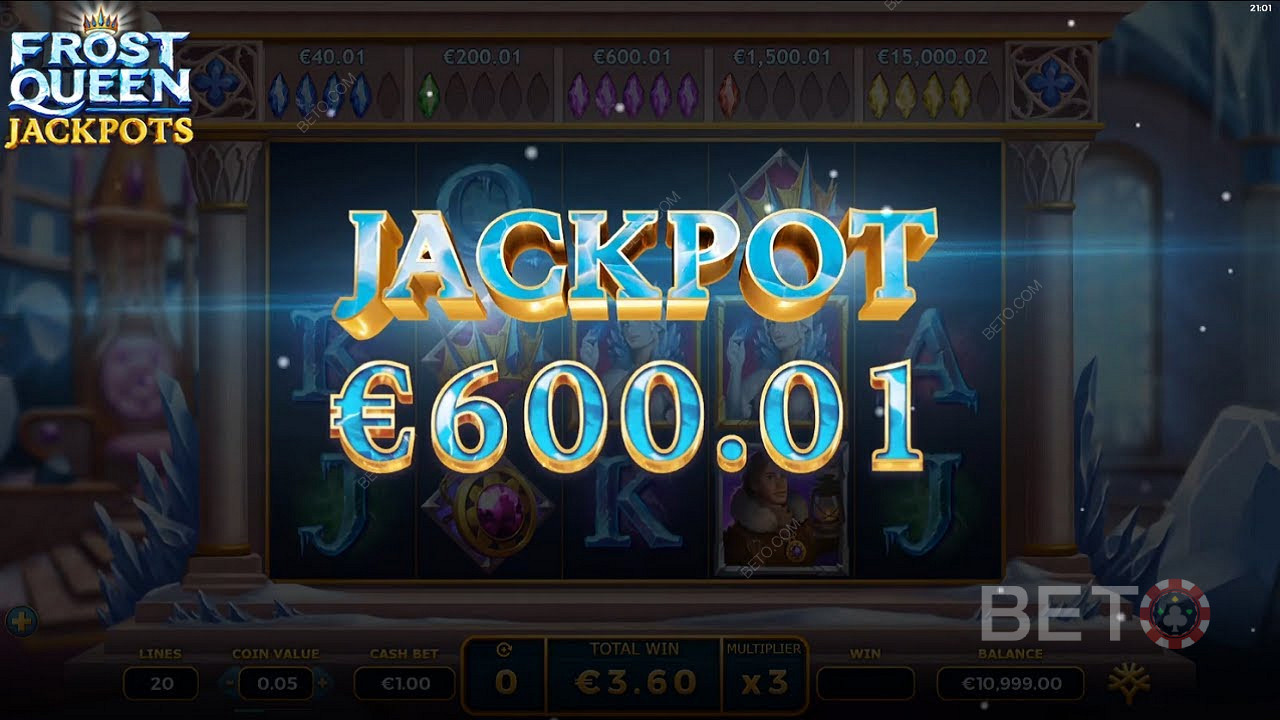 Получение джекпота в размере 600 евро в игре Frost Queen Jackpots