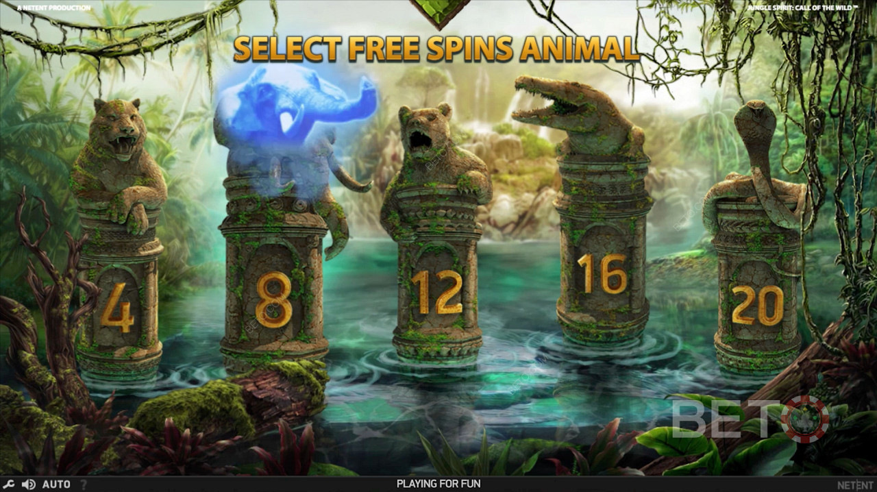 Выбор животного для бесплатных вращений в игре Jungle Spirit: Call of the Wild