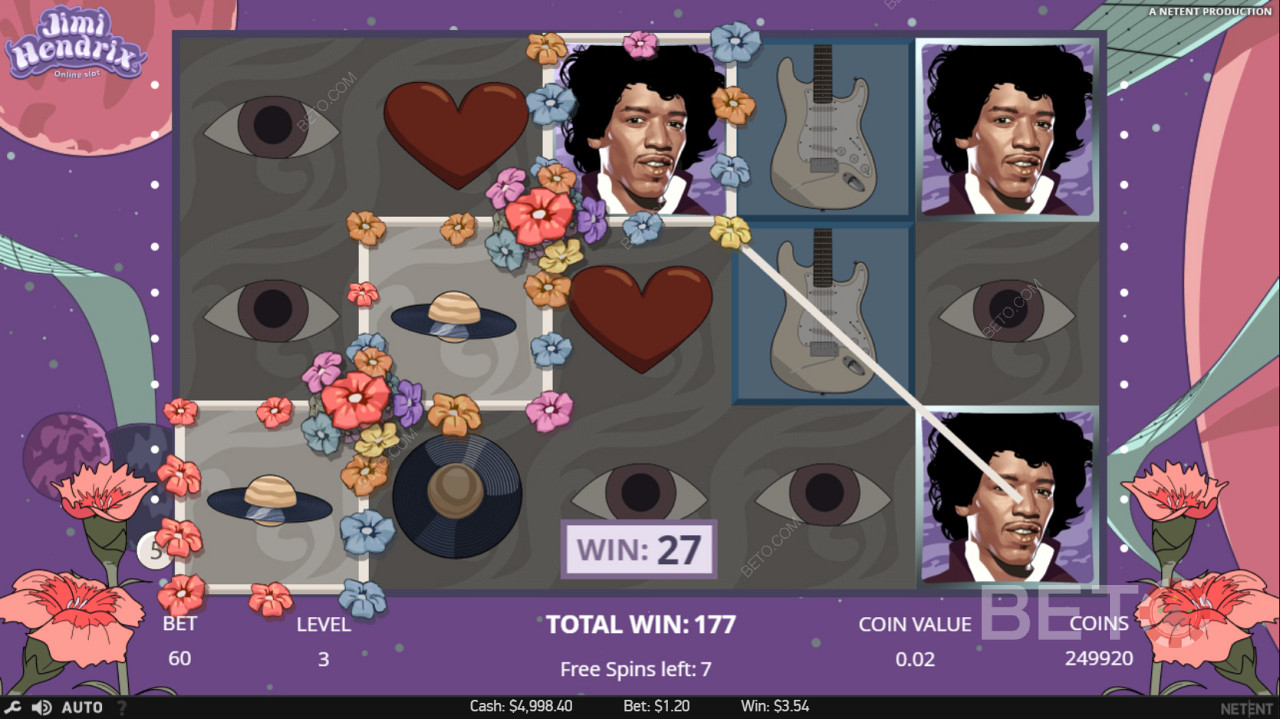 Jimi Hendrix Wild использован для создания выигрышной комбинации