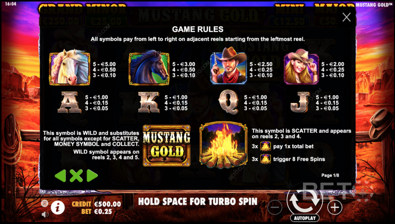 Правила игры в онлайн слот Mustang Gold