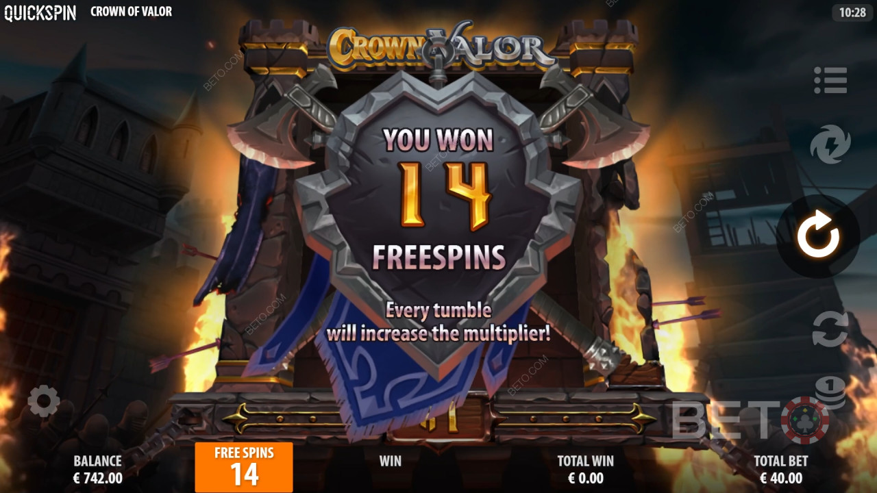 Выиграйте 15,619x вашу ставку в видеослоте Crown of Valor!