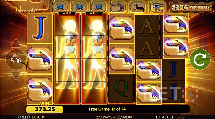 Одноименные символы в Eye of Horus Megaways могут предложить вам огромные выигрыши
