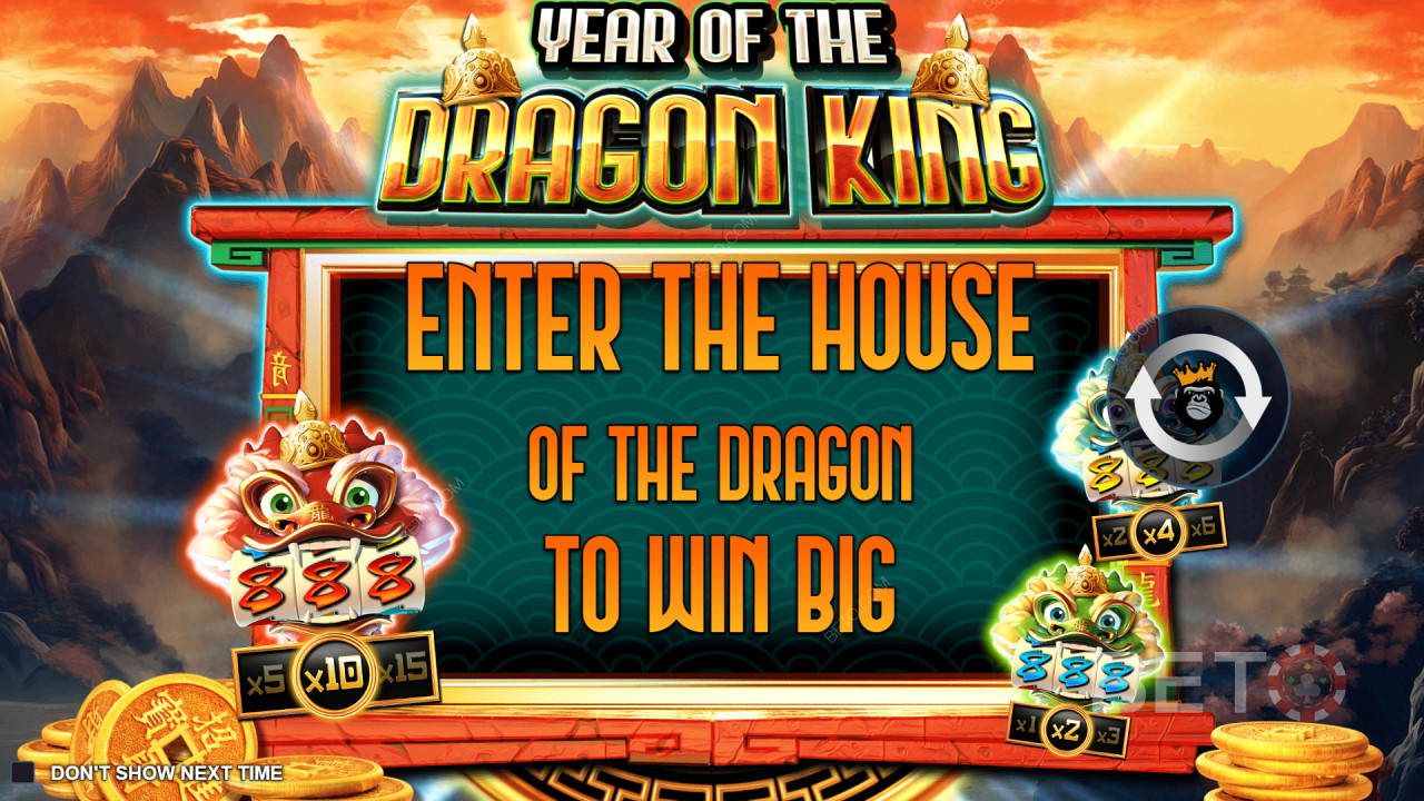 Наслаждайтесь до 5 мини-игровых автоматов в слоте Year of the Dragon King