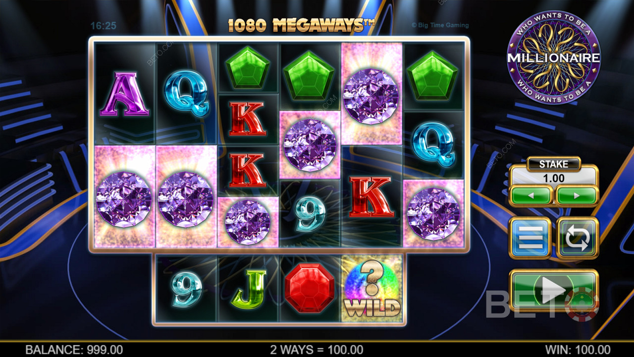 Функция бесплатных вращений - единственный бонус в игре Who Wants to Be a Millionaire Megaways