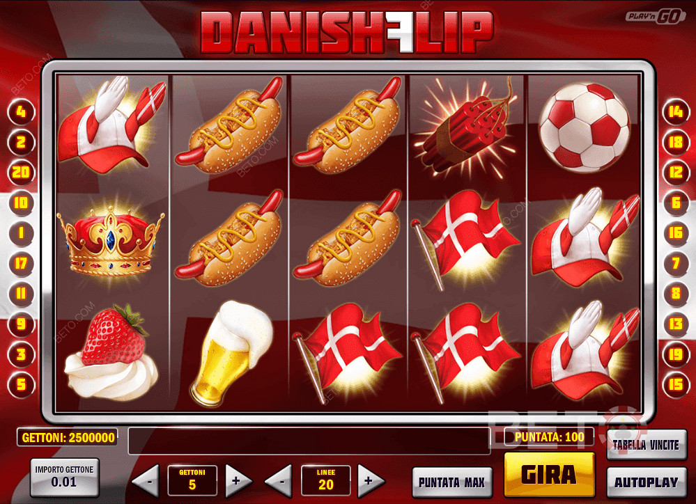 Выстраивайте правильные символы в линию и выигрывайте по-крупному в игре Danish Flip