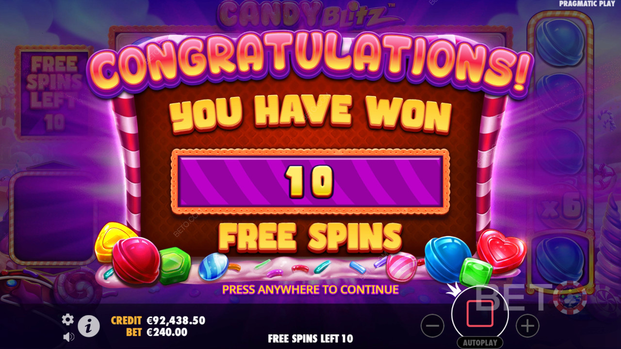 Выиграйте 10 000x вашу ставку в слоте Candy Blitz!