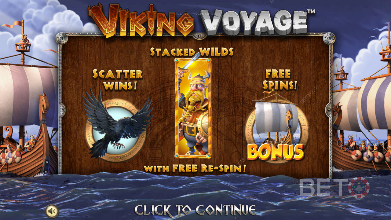 Насладитесь несколькими мощными бонусными функциями и бесплатными вращениями в слоте Viking Voyage
