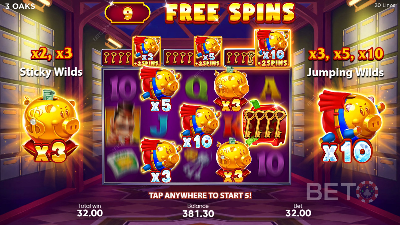 Бонусные функции в Super Sticky Piggy от 3 Oaks Gaming