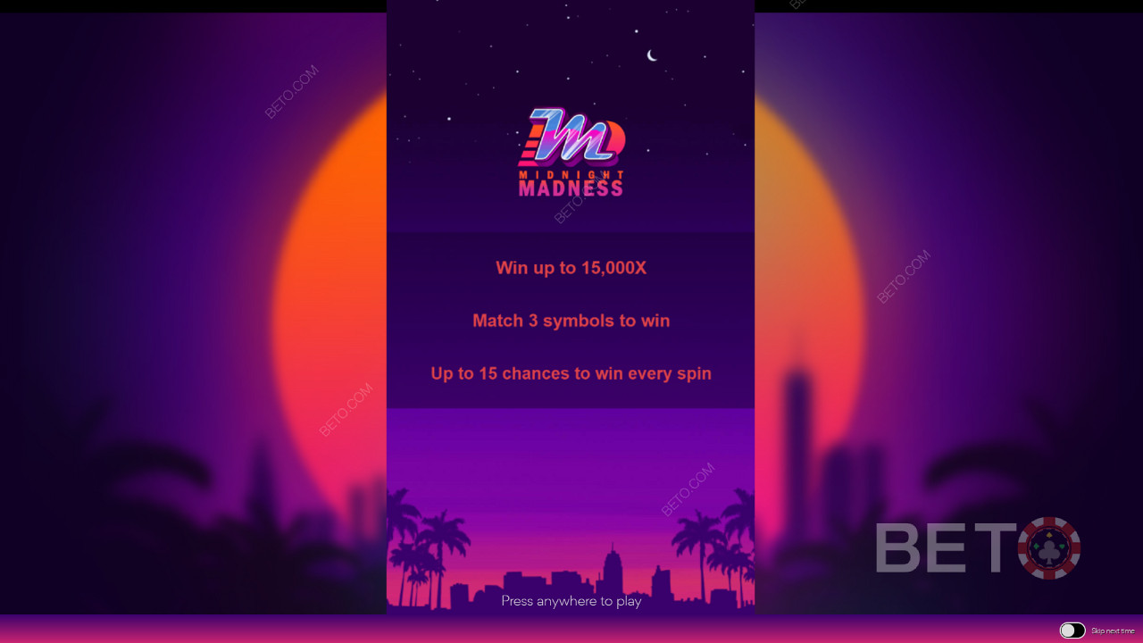 Стартовый экран игры Midnight Madness с информацией об игровом процессе
