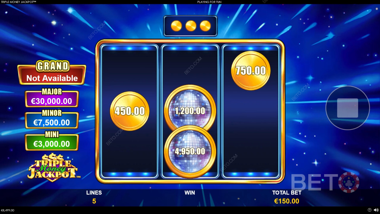 Бонусные функции, описанные в игре Triple Money Jackpot by Playtech