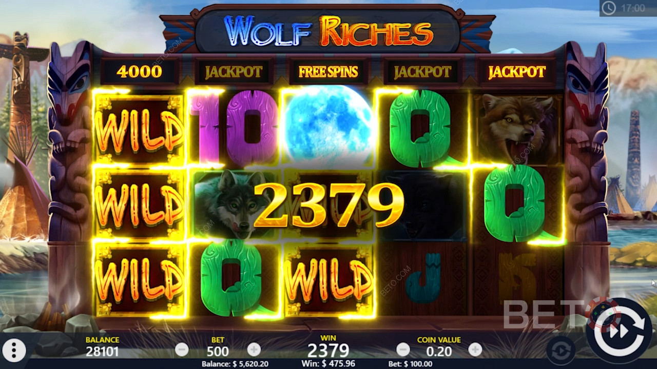 Бесплатные вращения и дикий выигрыш в онлайн слоте Wolf Riches
