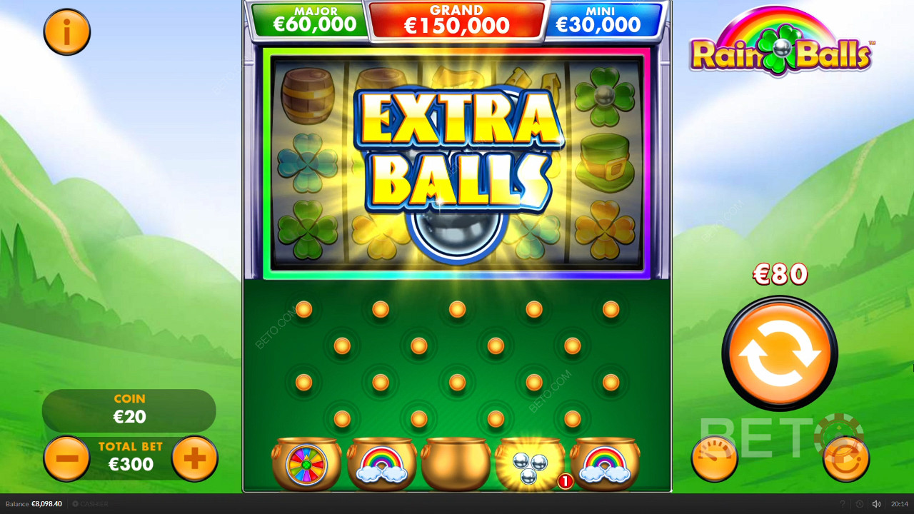 Выиграйте несколько дополнительных мячей в игре Rain Balls