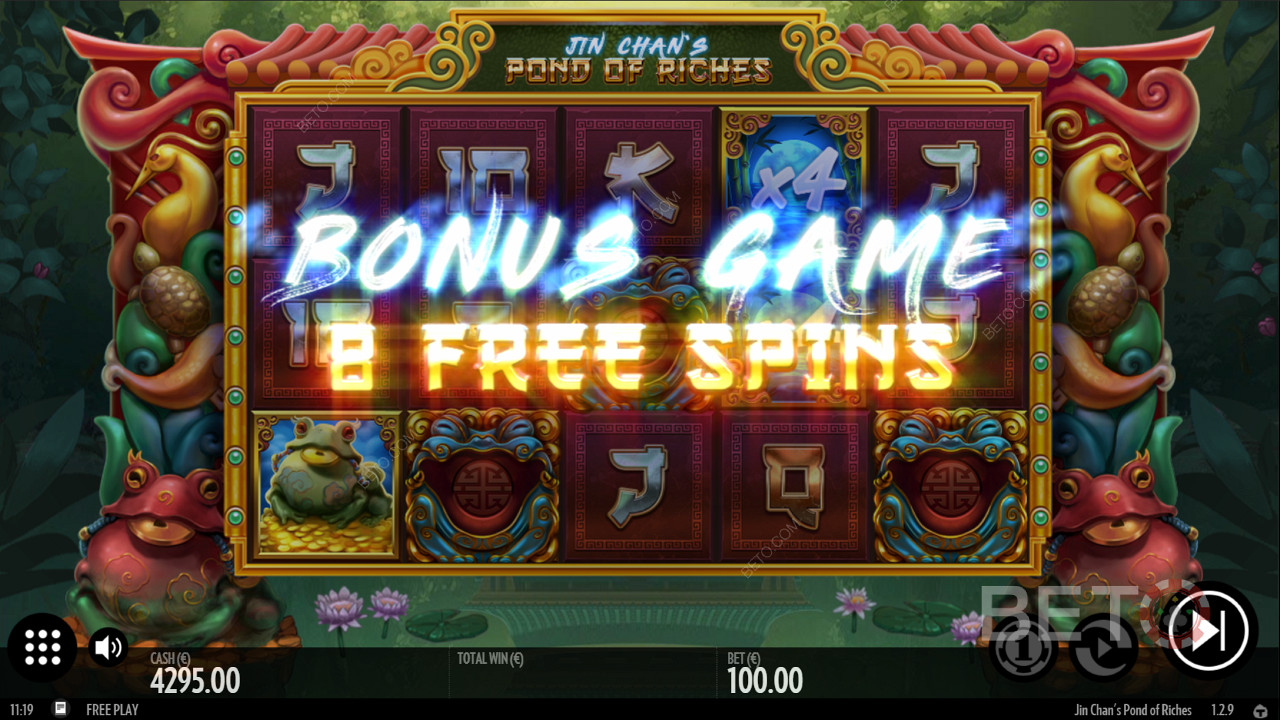 Получите до 16 бонусных бесплатных вращений во время функции Bonus Game