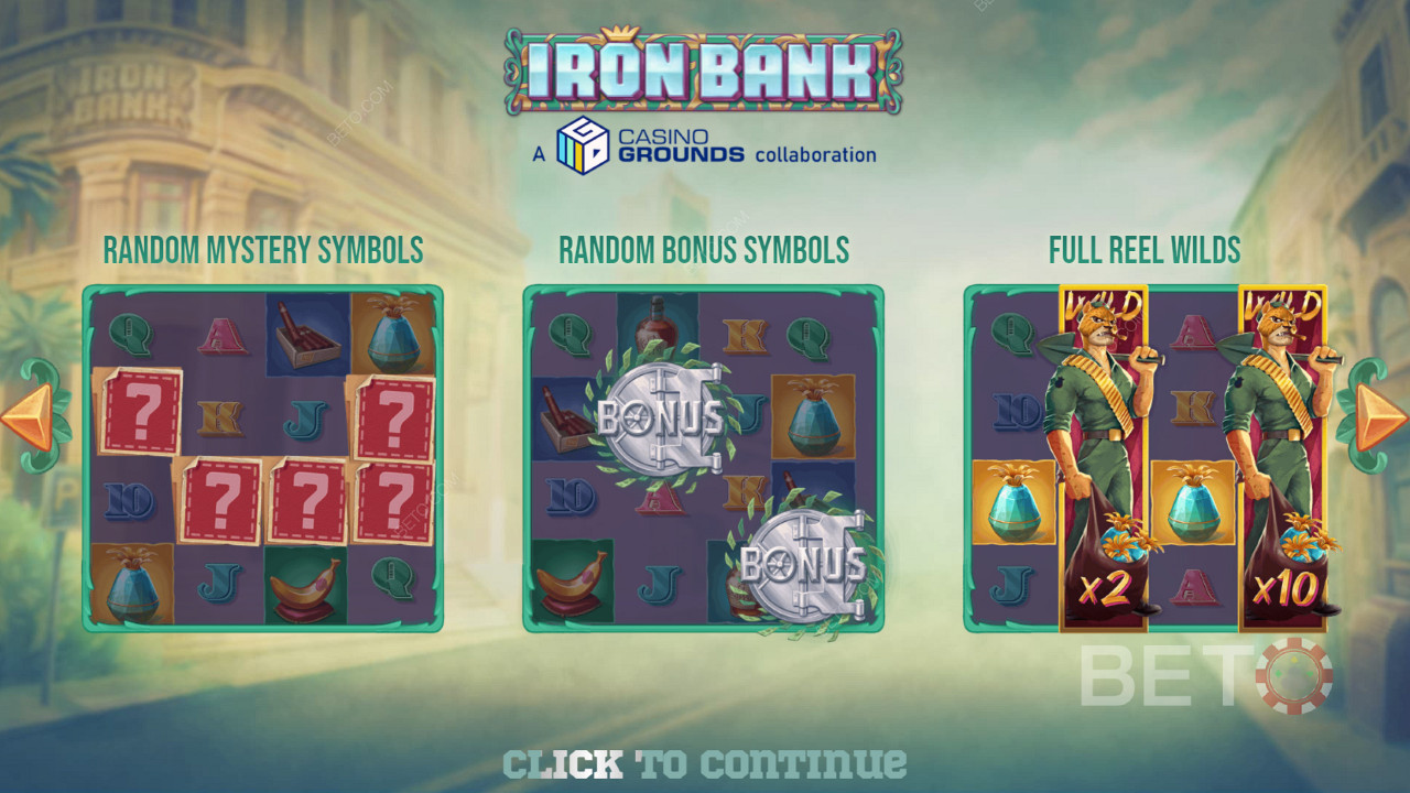 Наслаждайтесь мощными функциями базового слота в игровом автомате Iron Bank