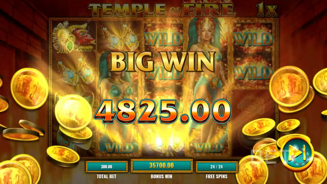 Большой выигрыш в онлайн слоте Temple of Fire