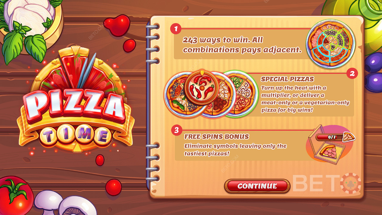 Начальная панель, показывающая небольшую информацию о Pizza Time