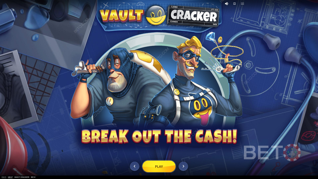 Мультяшный вступительный экран игры Vault Cracker
