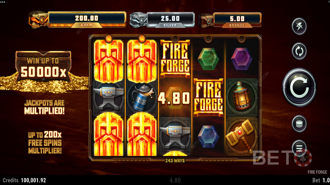 Слот Fire Forge с максимальным выигрышем 50 000x от вашей ставки