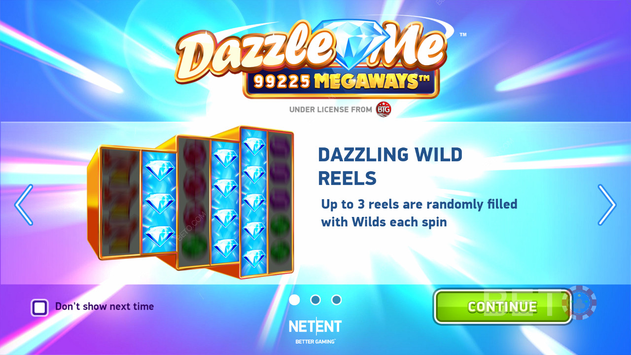 Вступительный экран игры Dazzle Me Megaways