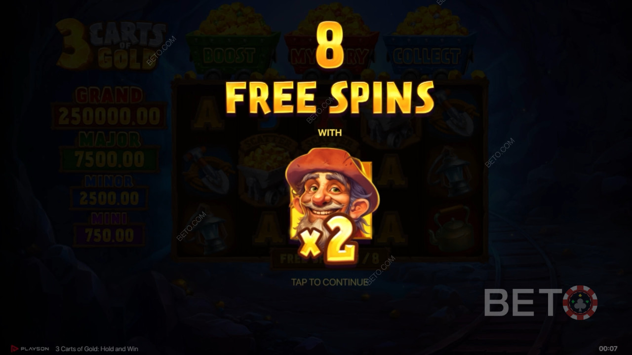 Выиграйте 5 000x вашу ставку в слоте 3 Carts of Gold: Hold and Win!