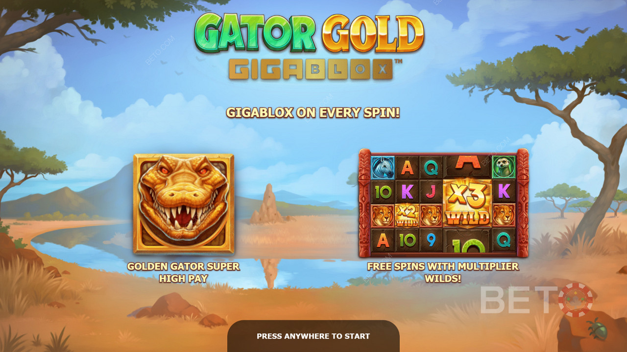 Вступительный экран Gator Gold Gigablox
