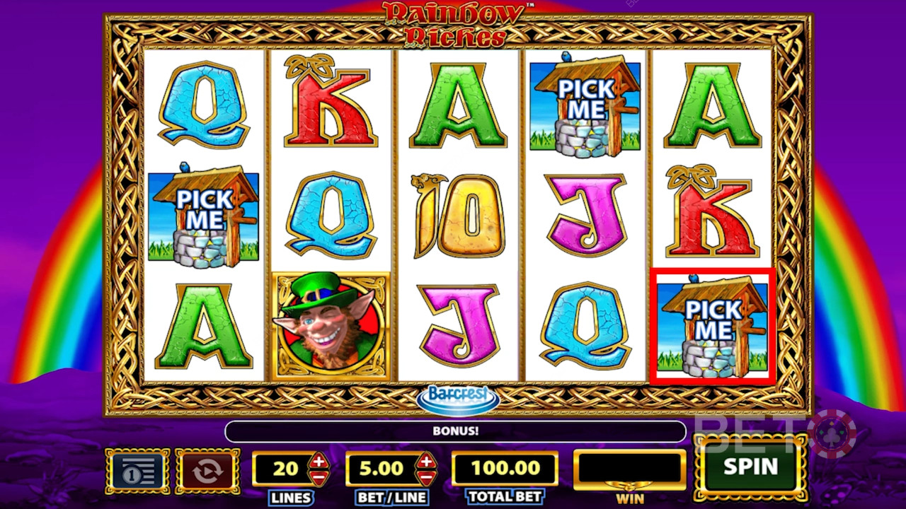 Символы в игровом автомате Rainbow Riches.