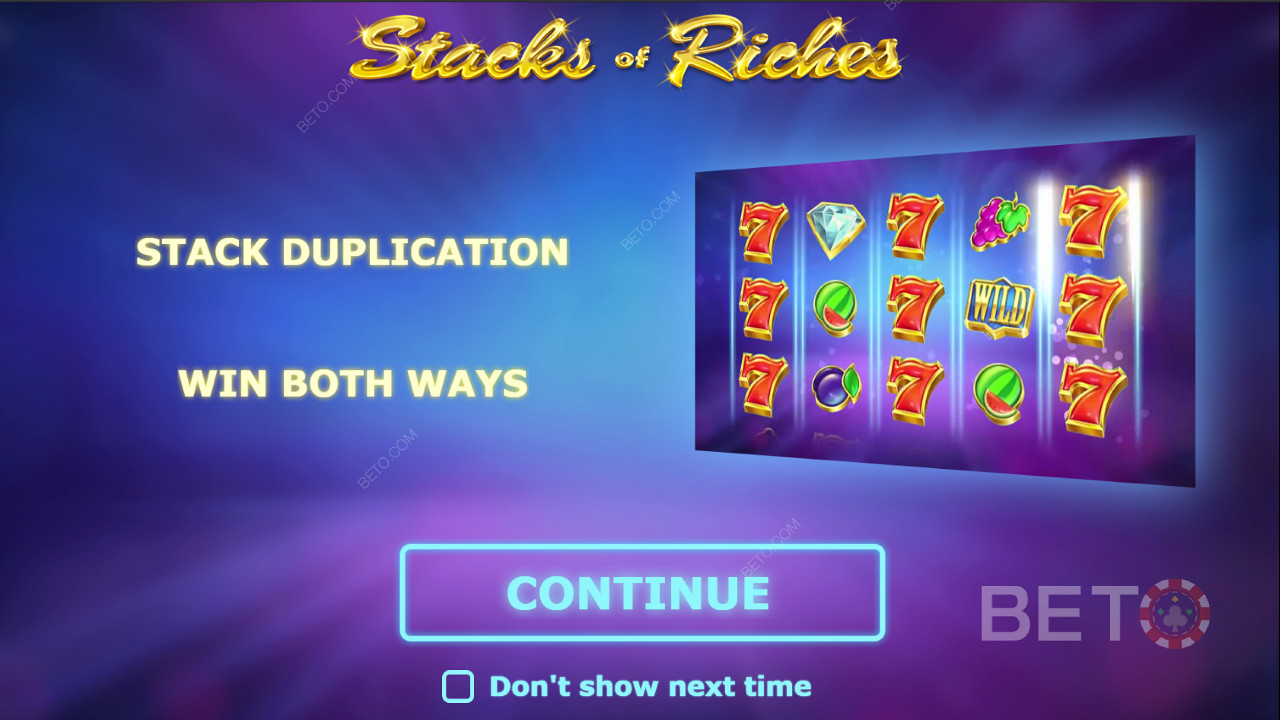 Вступительный экран Stacks of Riches