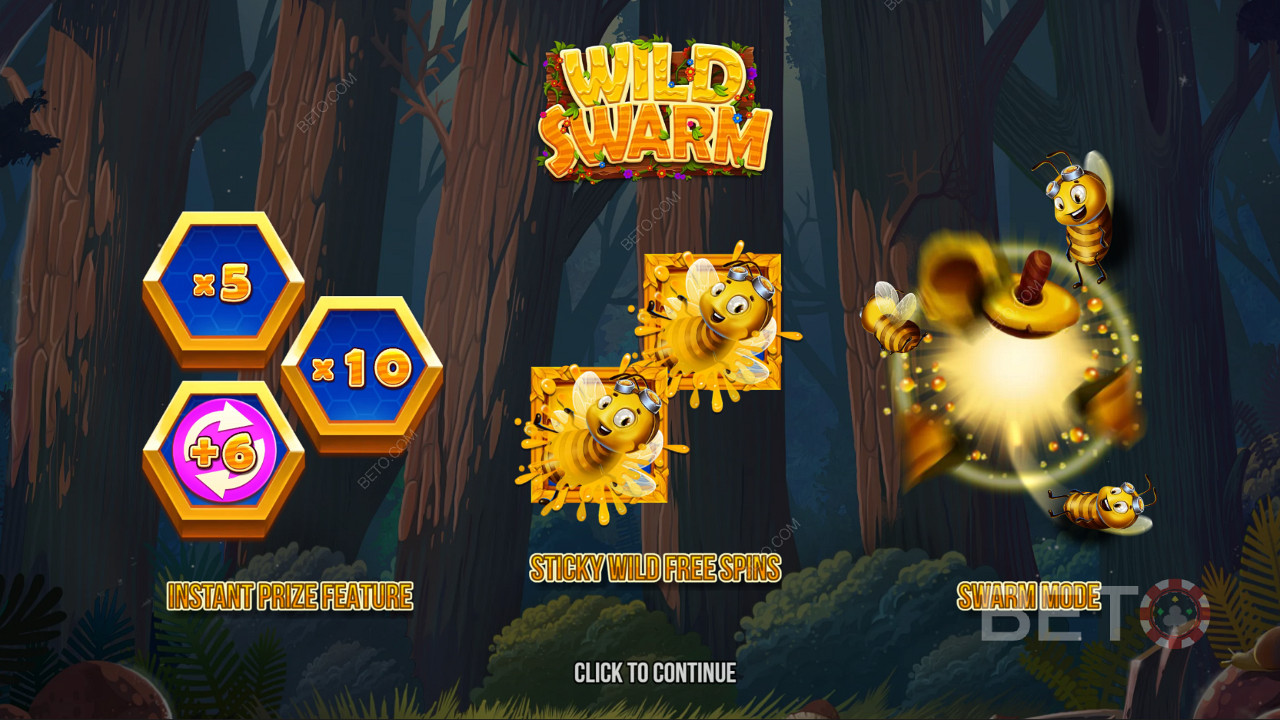 Наслаждайтесь мощными бонусными функциями в онлайн слоте Wild Swarm