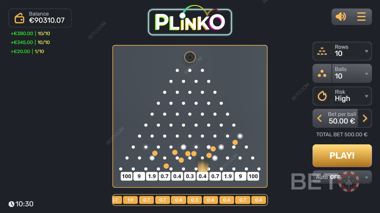 Выиграйте 3 200x вашу ставку в слоте Plinko!