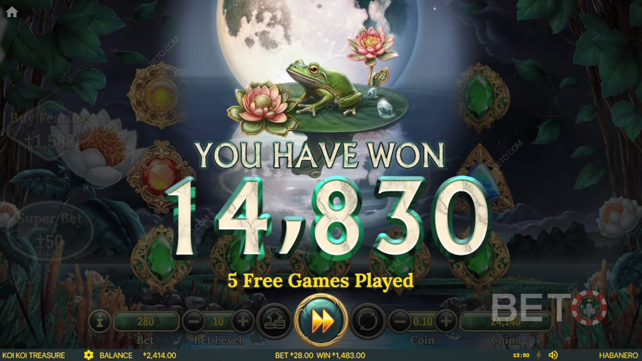 Выиграйте 1,682x вашу ставку в онлайн слоте Koi Koi Treasure!