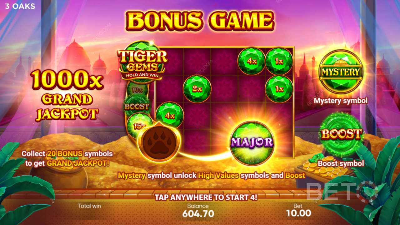 Бонусные функции в Tiger Gems от 3 Oaks Gaming