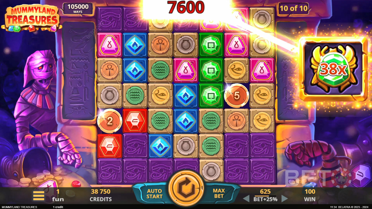 Выиграйте 25 000x вашу ставку в видеослоте Mummyland Treasures!