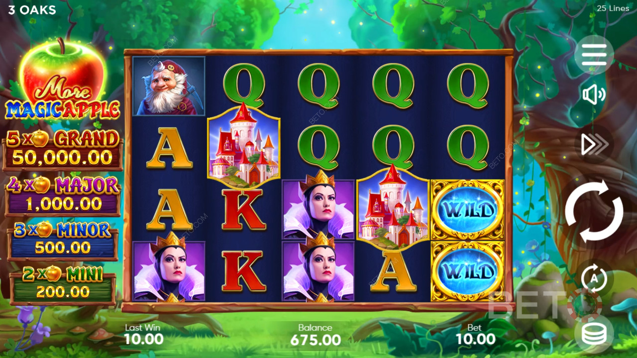 Бонусные функции объяснены в More Magic Apple от 3 Oaks Gaming